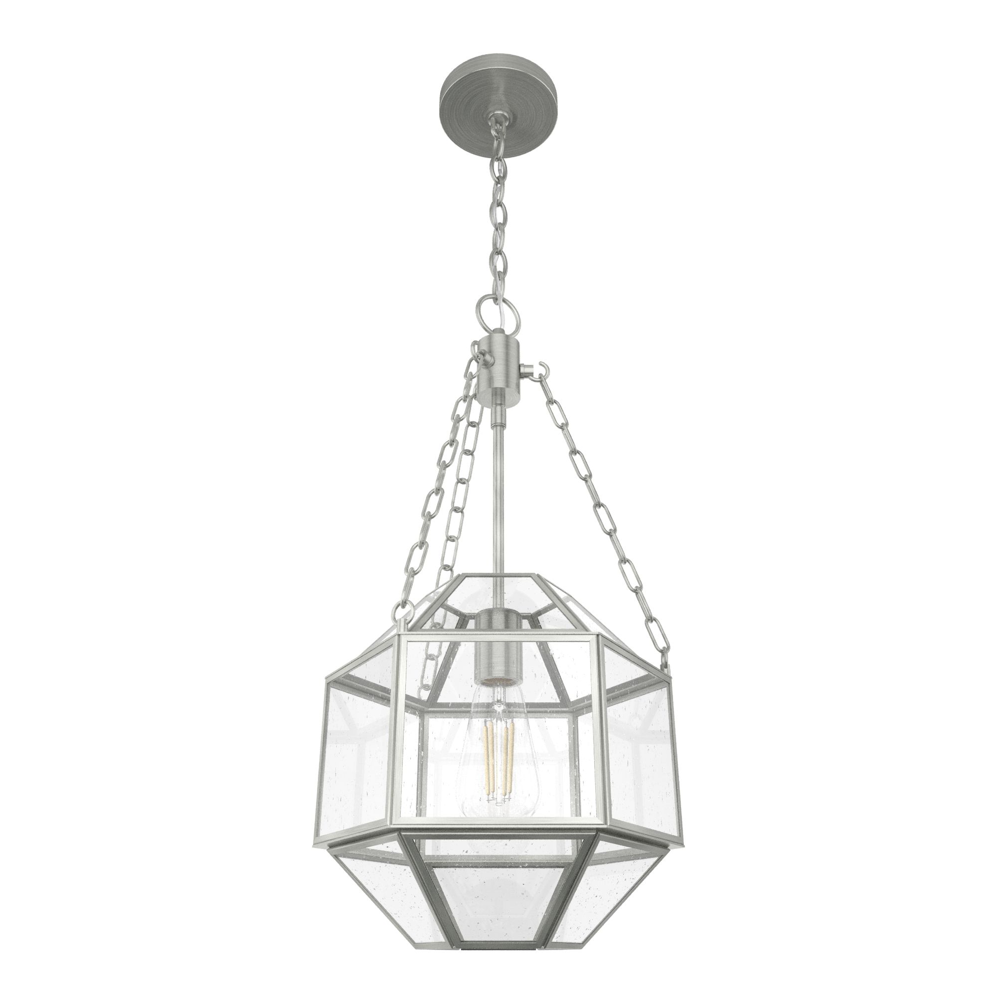 Hunter Indria Brushed Nickel with Seeded Glass 1 Light Pendant