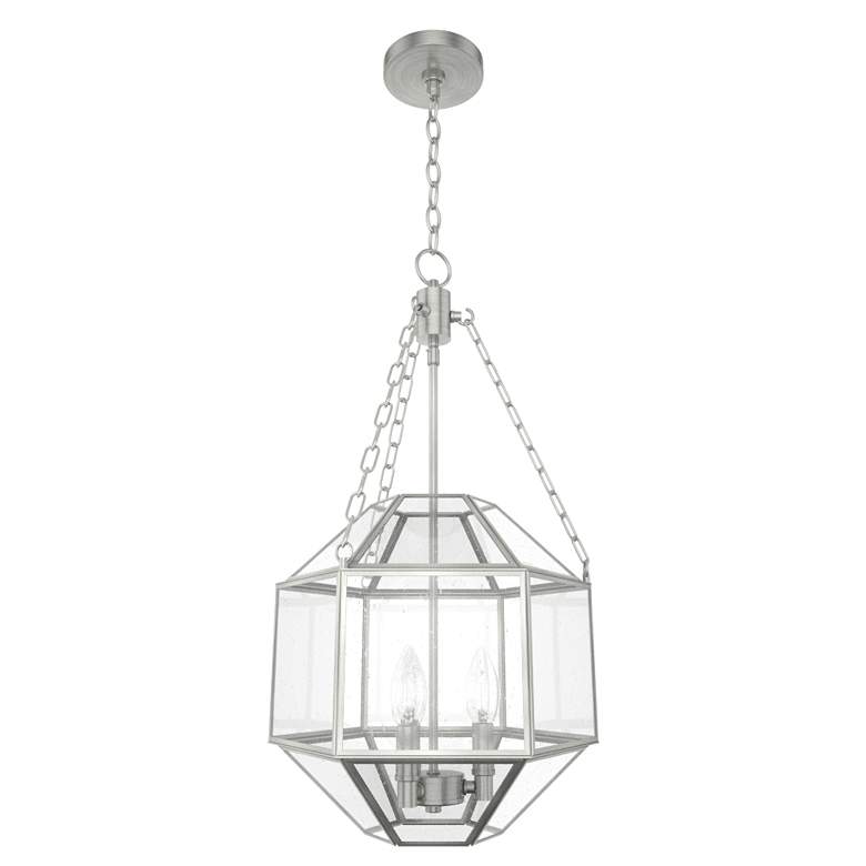 Image 1 Hunter Indria Brushed Nickel with Seeded Glass 3 Light Pendant