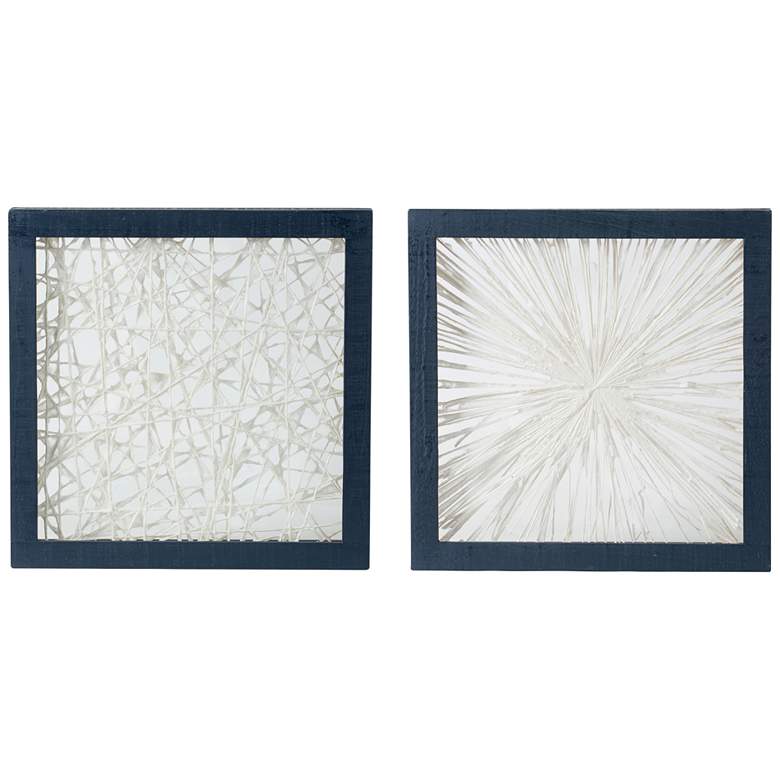 Image 1 Hunter Ivory and Indigo 15 1/2"H 2-Piece Framed Wall Art Set