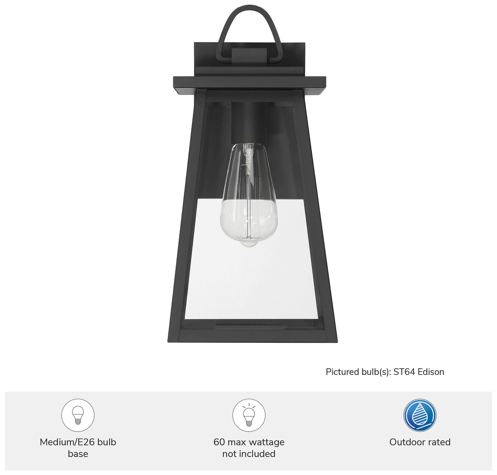 Image 5 Hunter Ivory Dusk Matte Black Outdoor 1 Light Medium 14 Inch Wall Light more views