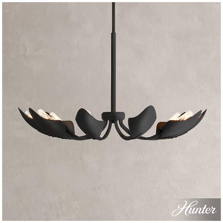 Image 1 Hunter Juneway Matte Black 10 Light Medium Chandelier Ceiling Light Fixture
