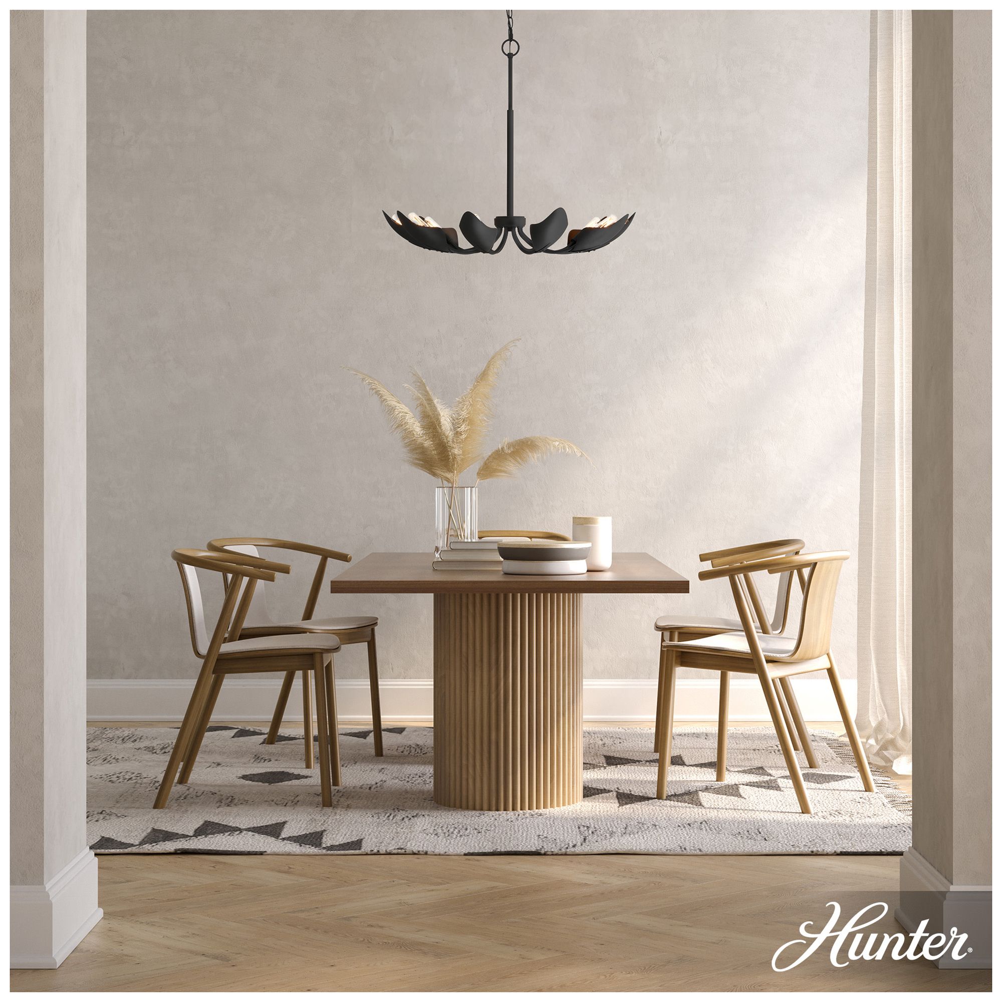 Image 4 Hunter Juneway Matte Black 10 Light Medium Chandelier Ceiling Light Fixture more views