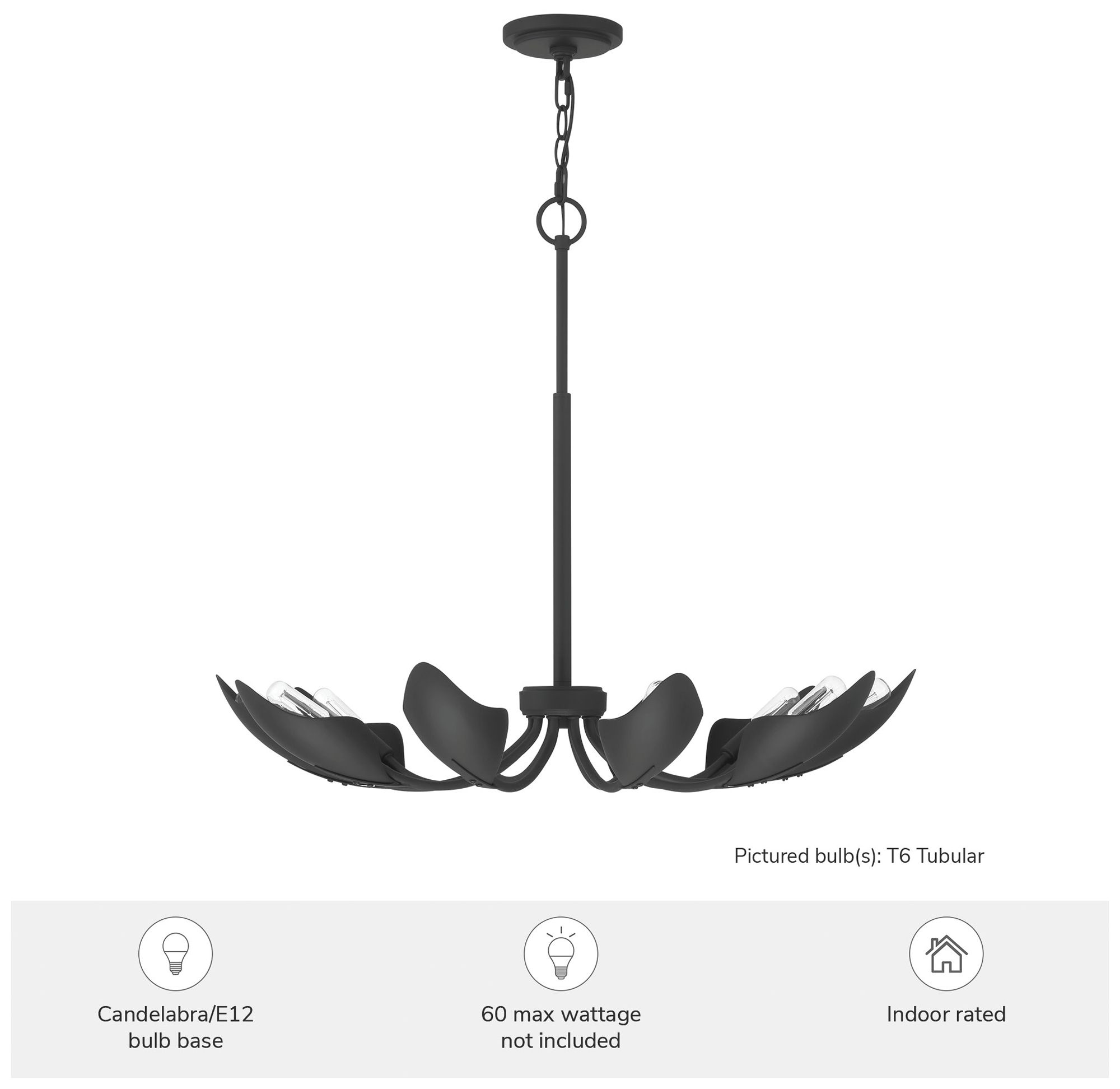 Image 5 Hunter Juneway Matte Black 10 Light Medium Chandelier Ceiling Light Fixture more views