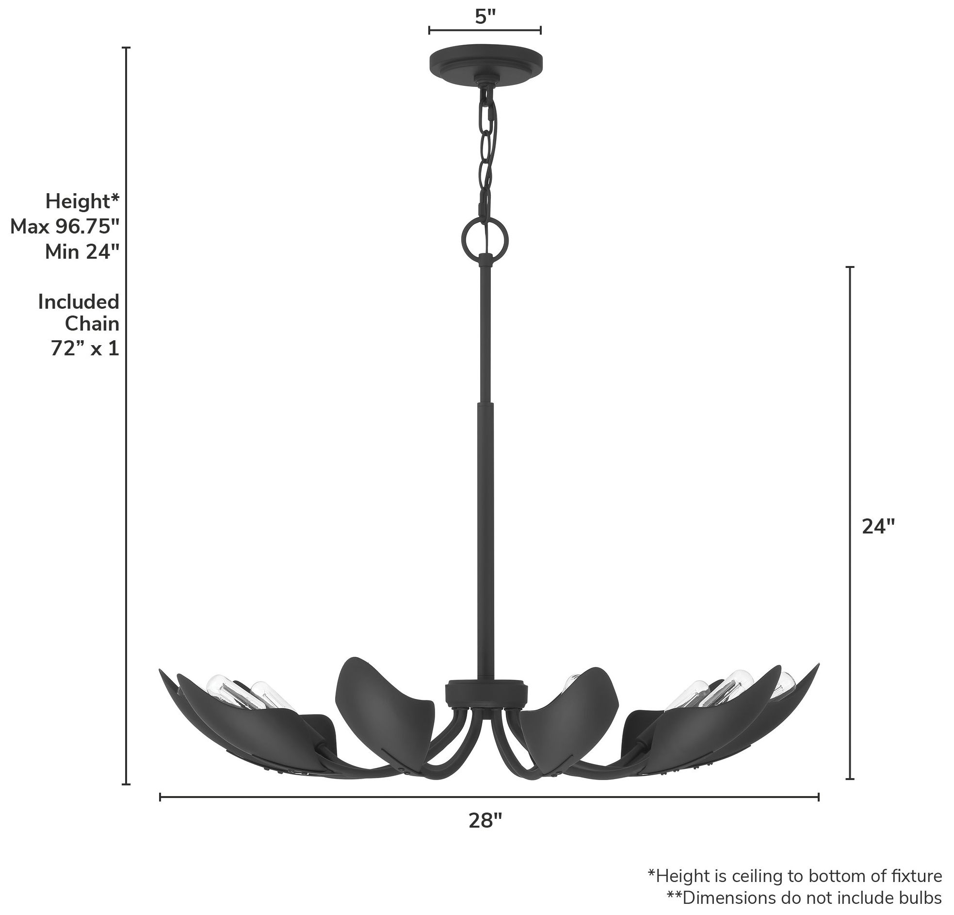Image 6 Hunter Juneway Matte Black 10 Light Medium Chandelier Ceiling Light Fixture more views