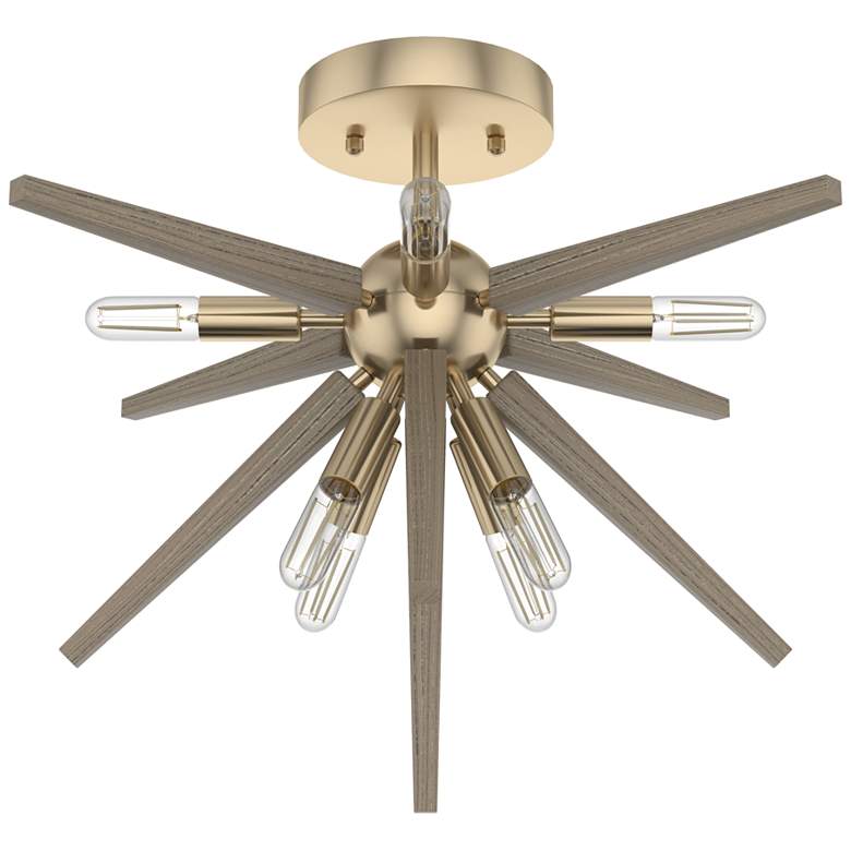 Image 1 Hunter Jupiter Star Alturas Gold 8 Light Flush Mount