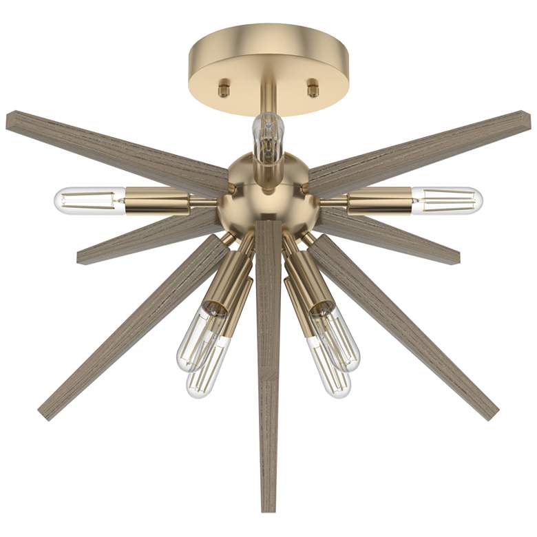 Image 1 Hunter Jupiter Star Alturas Gold 8 Light Flush Mount