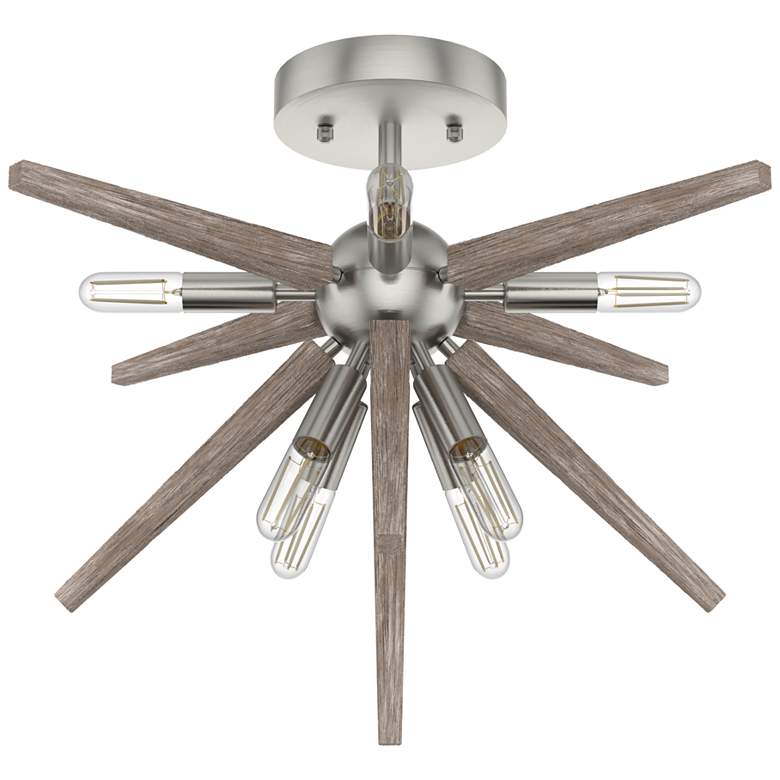 Image 1 Hunter Jupiter Star Brushed Nickel 8 Light Flush Mount