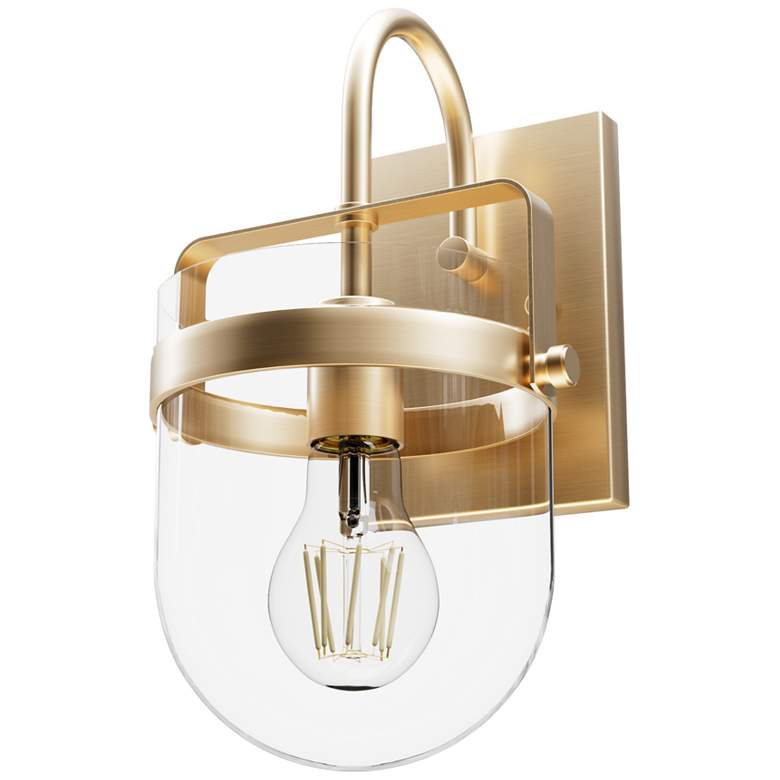 Image 1 Hunter Karloff Alturas Gold with Clear Glass 1 Light Sconce
