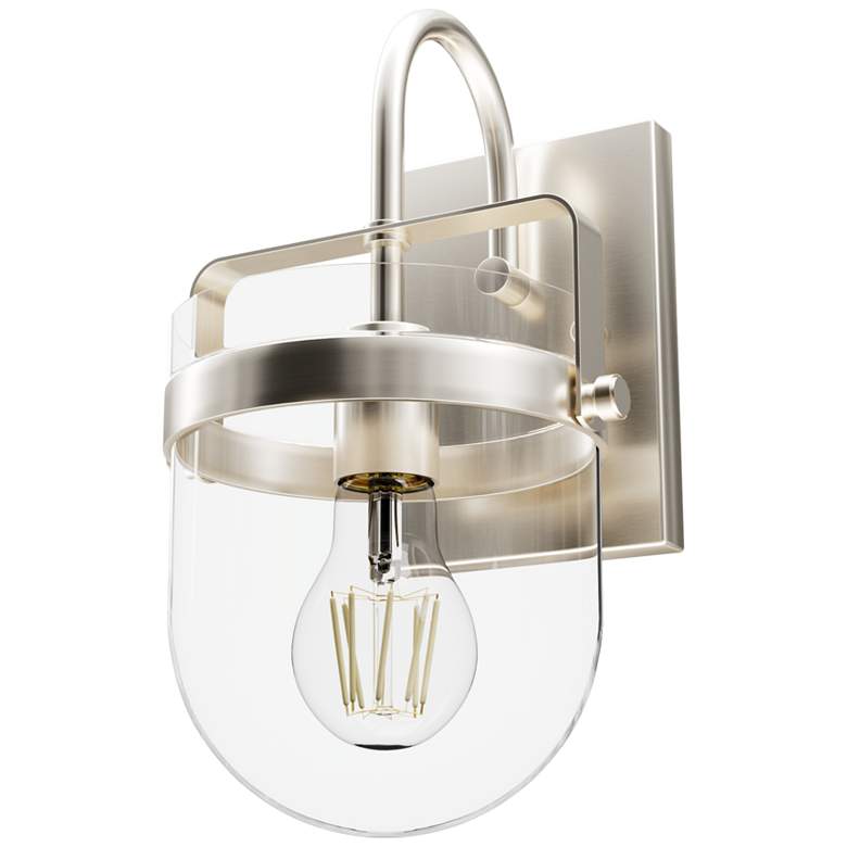 Image 1 Hunter Karloff Brushed Nickel with Clear Glass 1 Light Sconce