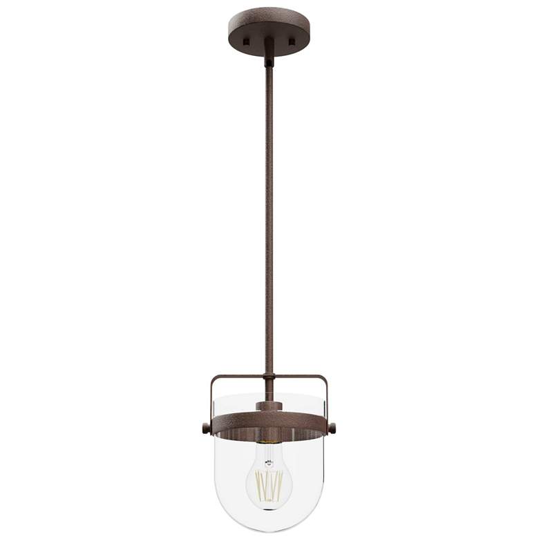 Image 1 Hunter Karloff Textured Rust with Clear Glass 1 Light Pendant