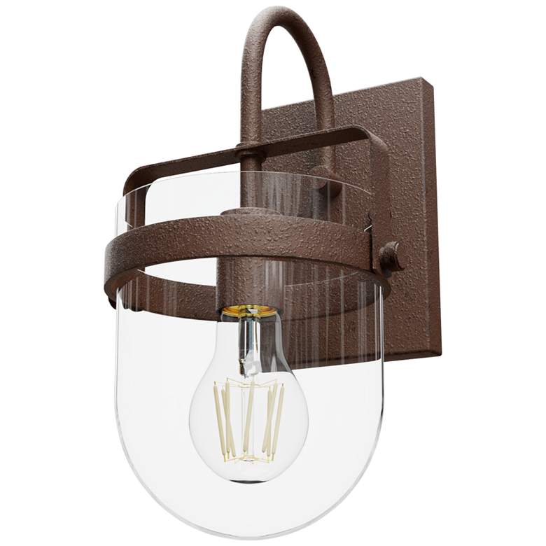 Image 1 Hunter Karloff Textured Rust with Clear Glass 1 Light Sconce