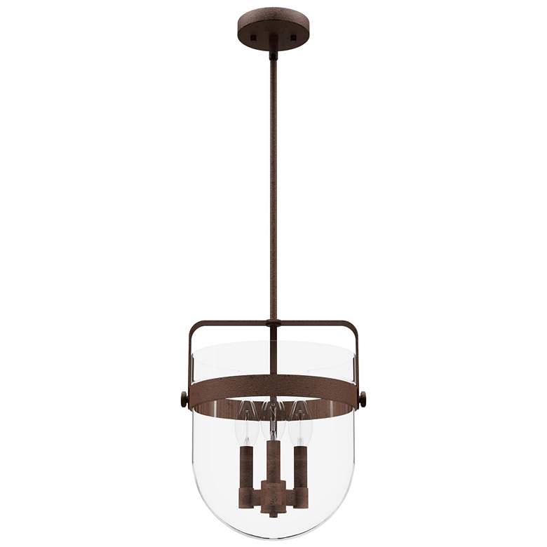 Image 1 Hunter Karloff Textured Rust with Clear Glass 3 Light Pendant