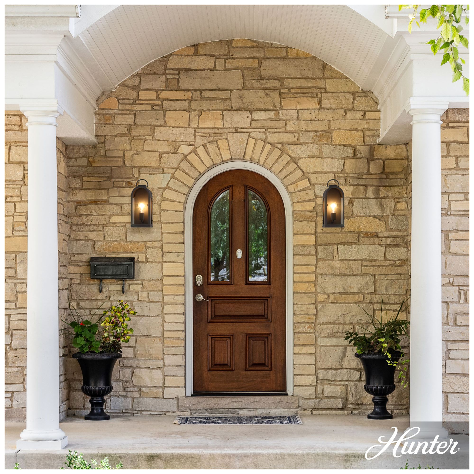 Image 2 Hunter Kendra Bell Matte Black Outdoor WeatherMax 1 Light Medium Wall Light more views