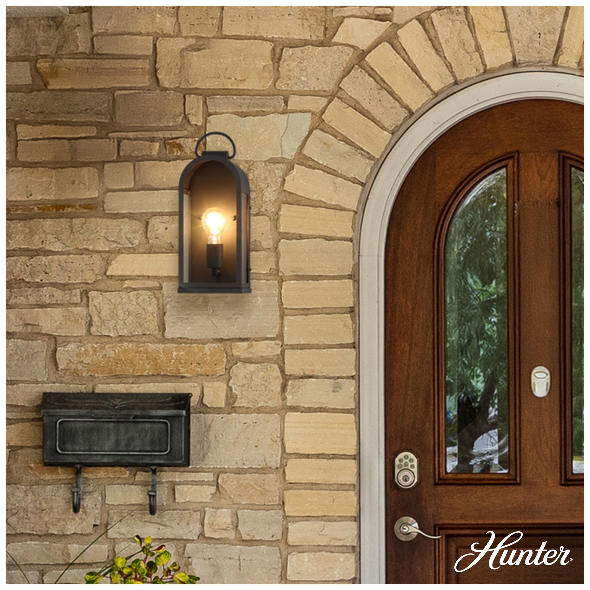 Image 3 Hunter Kendra Bell Matte Black Outdoor WeatherMax 1 Light Medium Wall Light more views