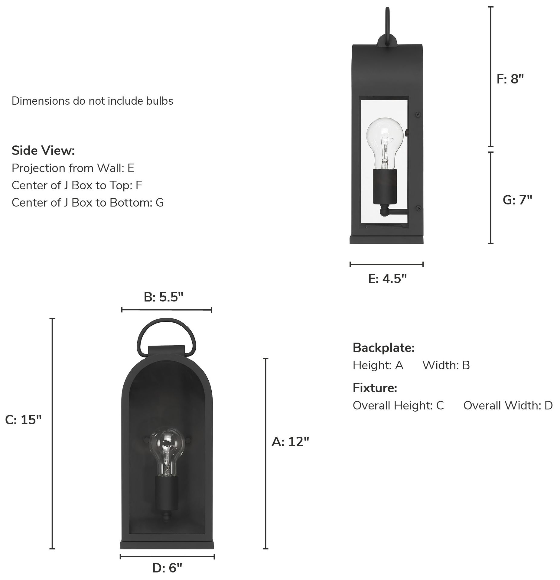 Image 4 Hunter Kendra Bell Matte Black Outdoor WeatherMax 1 Light Medium Wall Light more views