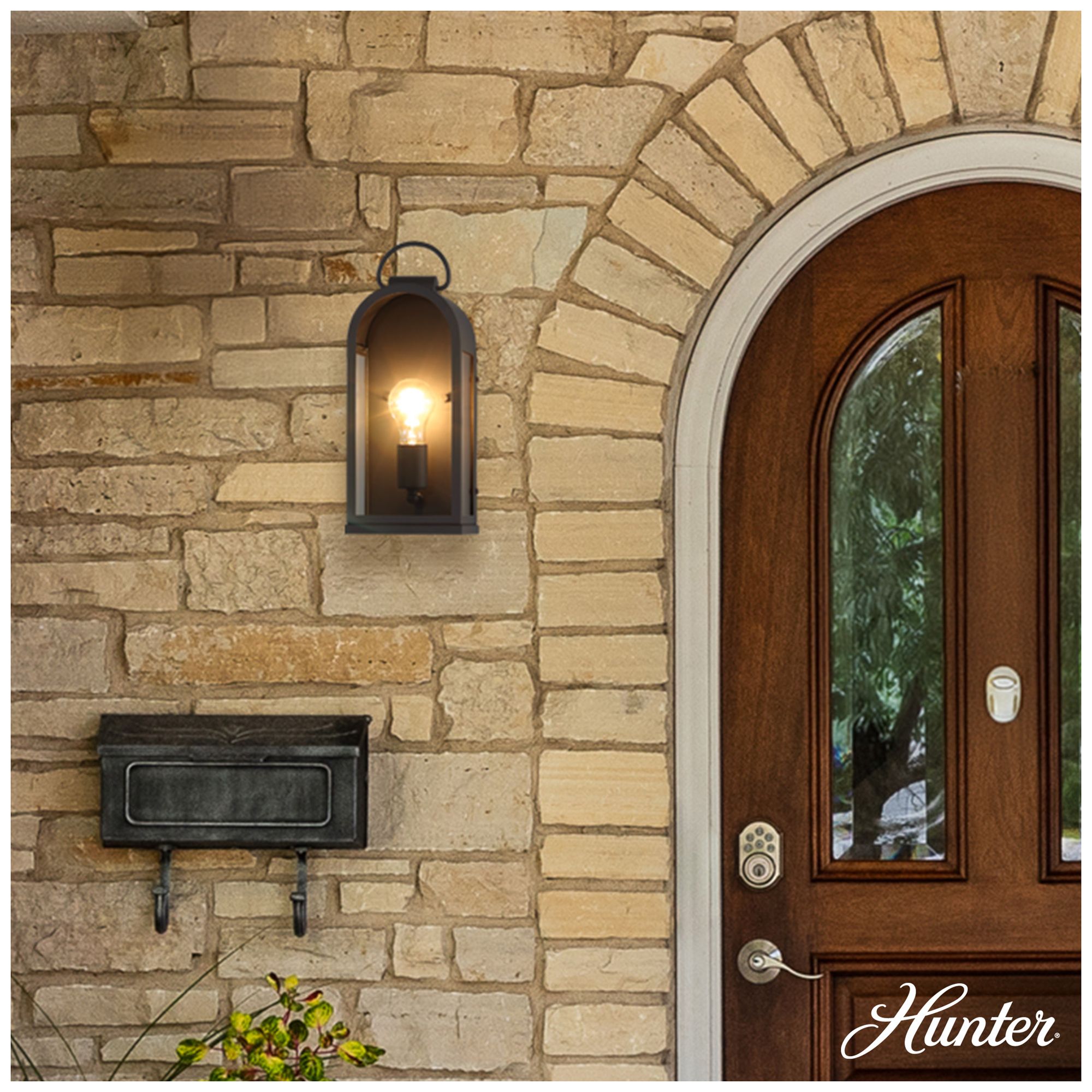 Image 3 Hunter Kendra Bell Matte Black Outdoor WeatherMax 2 Light Large Wall Light more views