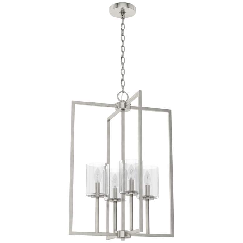 Image 1 Hunter Kerrison Brushed Nickel with Seeded Glass 4 Light Pendant