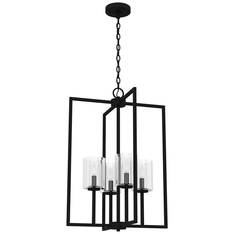 Image 1 Hunter Kerrison Natural Iron with Seeded Glass 4 Light Pendant