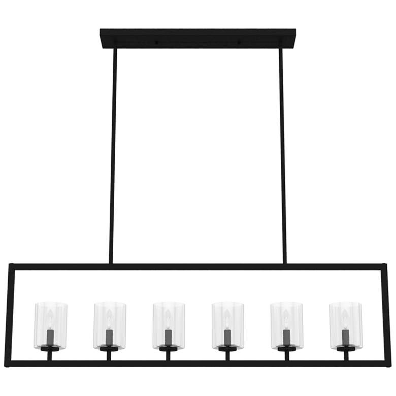 Image 1 Hunter Kerrison Natural Iron with Seeded Glass 6 Light Chandelier Ceiling
