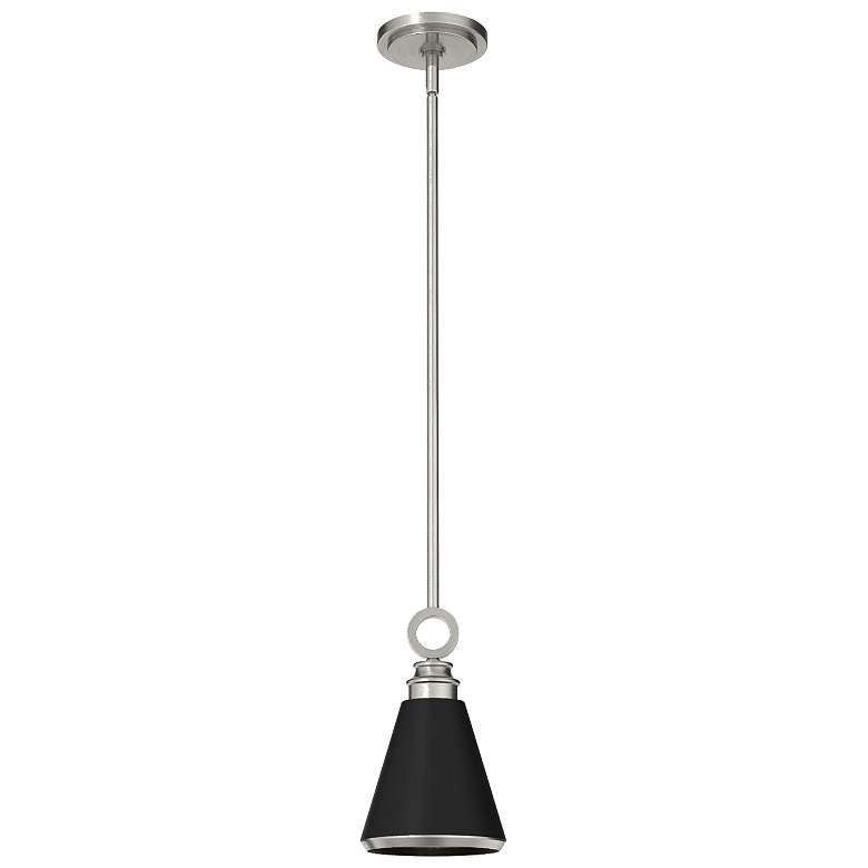 Image 1 Hunter Klein 6" Wide Brushed Nickel and Black Mini Pendant