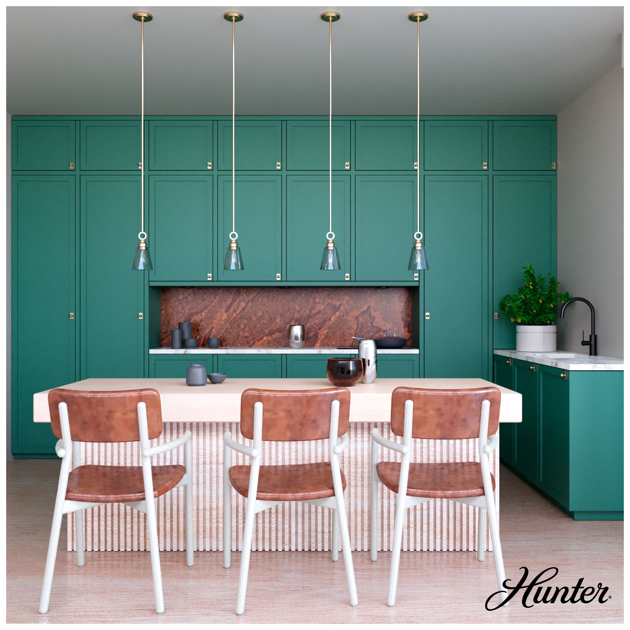 Image 2 Hunter Klein Alturas Gold with Clear Glass 1 Light Pendant more views