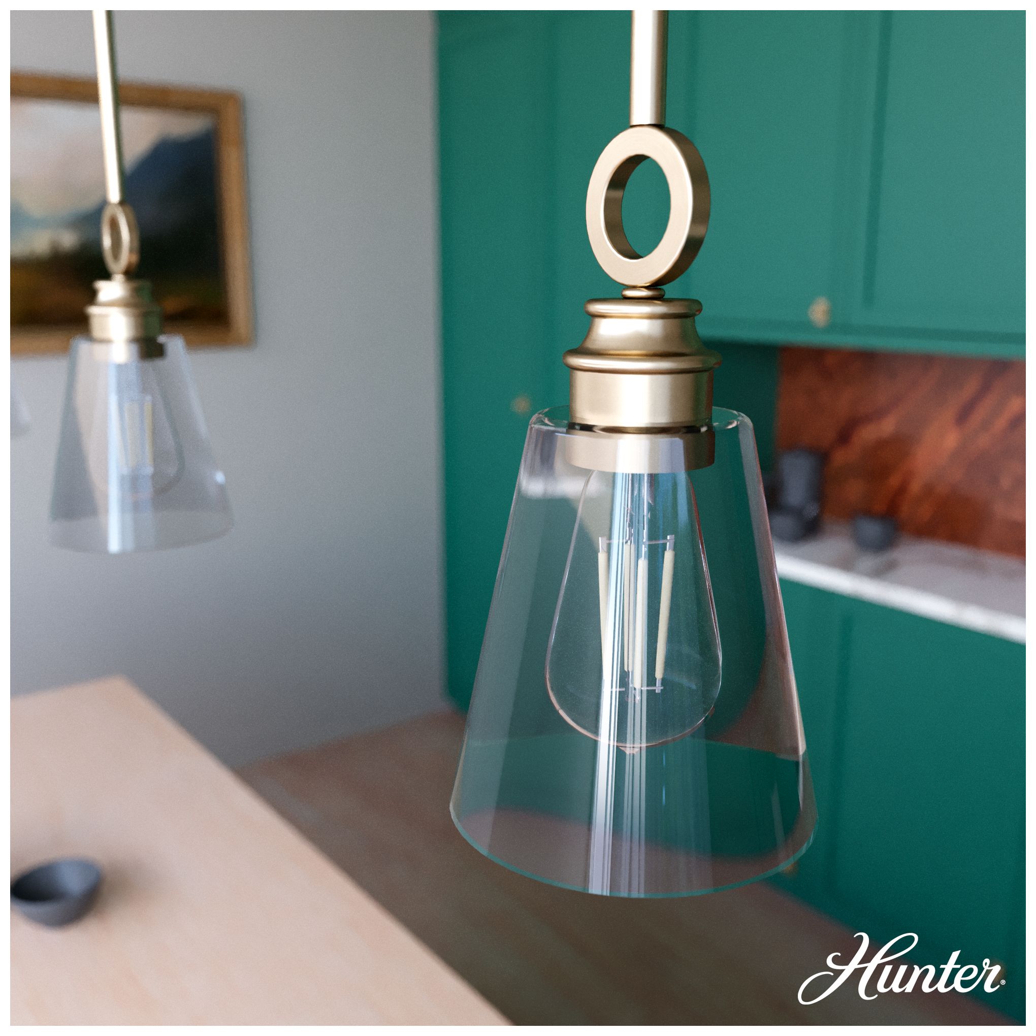 Image 3 Hunter Klein Alturas Gold with Clear Glass 1 Light Pendant more views