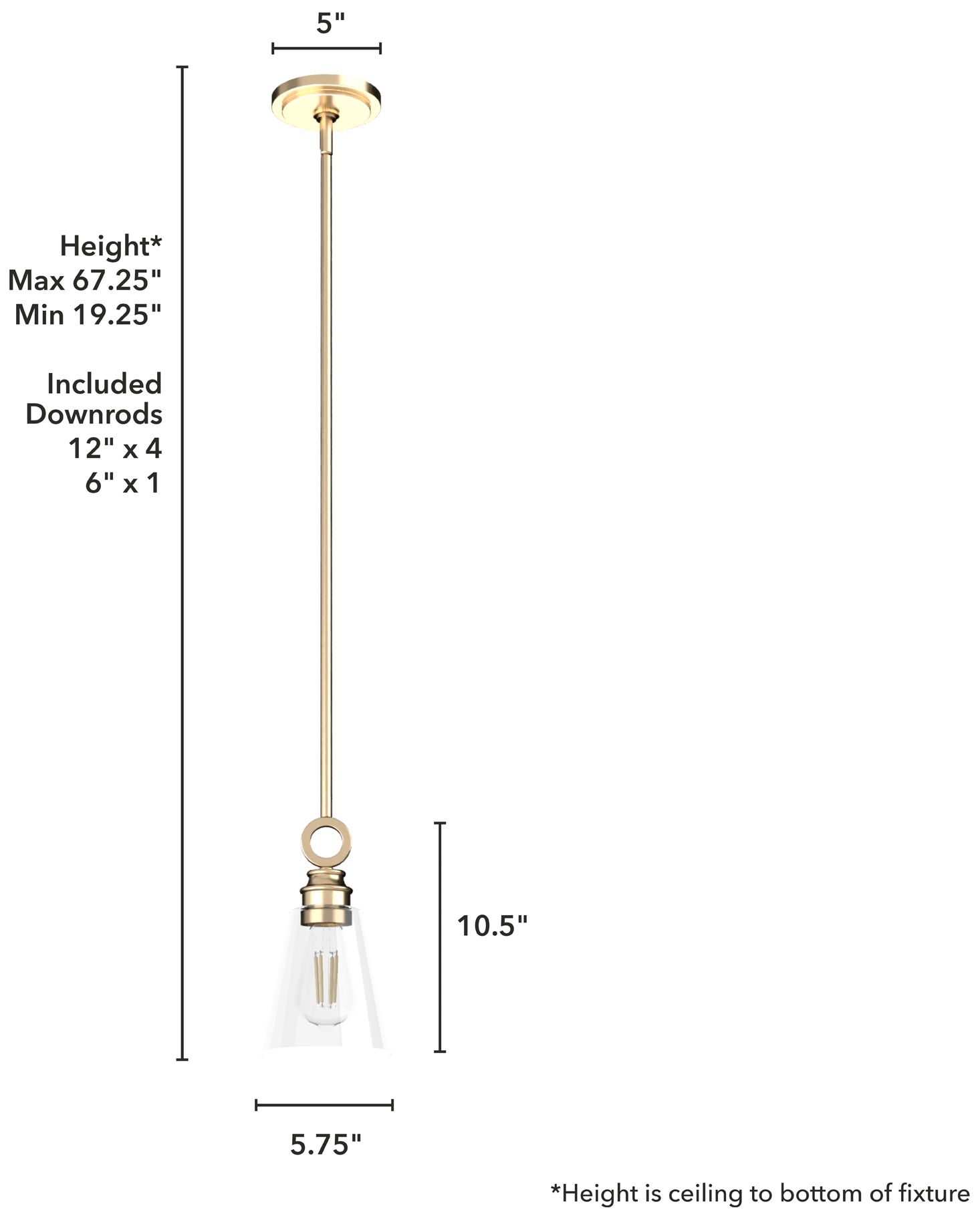 Image 4 Hunter Klein Alturas Gold with Clear Glass 1 Light Pendant more views