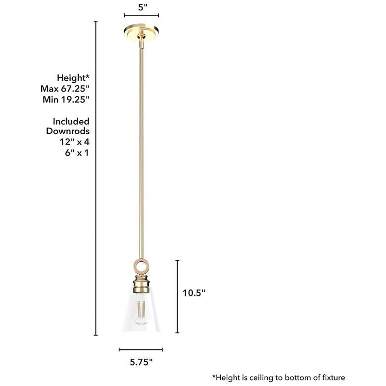 Image 4 Hunter Klein Alturas Gold with Clear Glass 1 Light Pendant more views