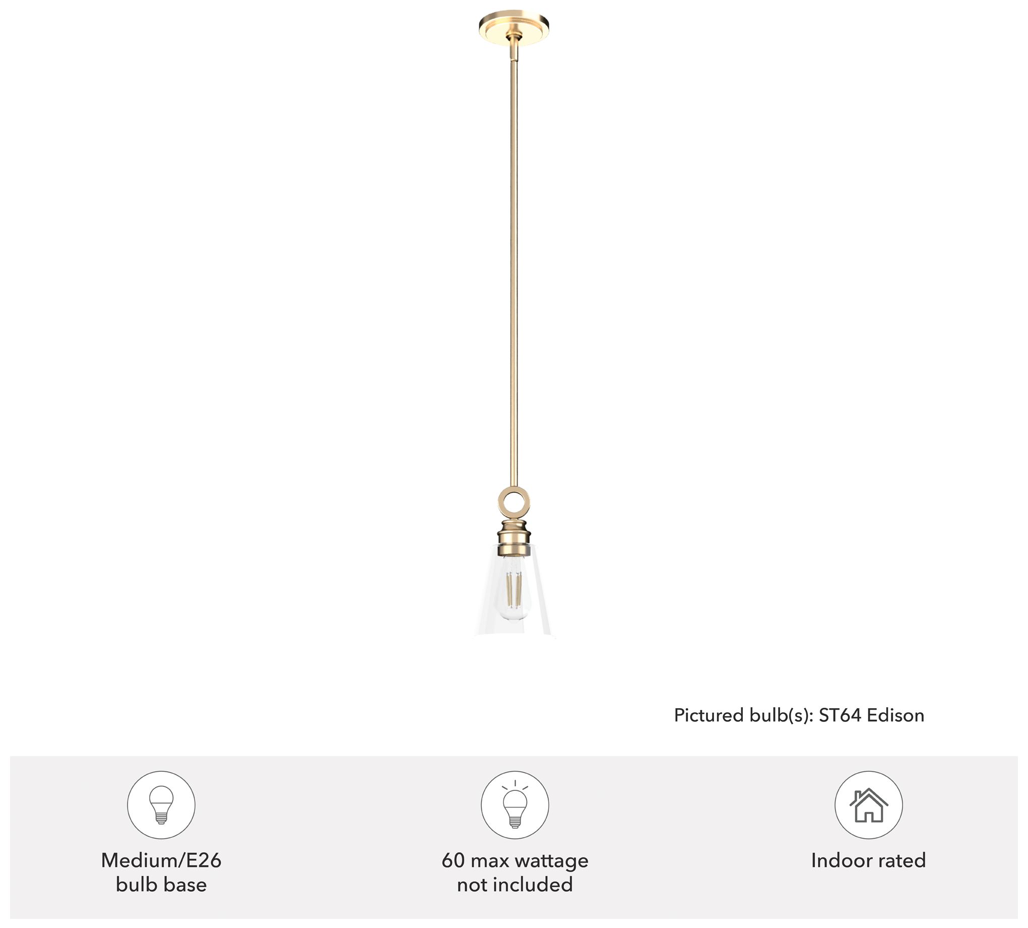 Image 5 Hunter Klein Alturas Gold with Clear Glass 1 Light Pendant more views