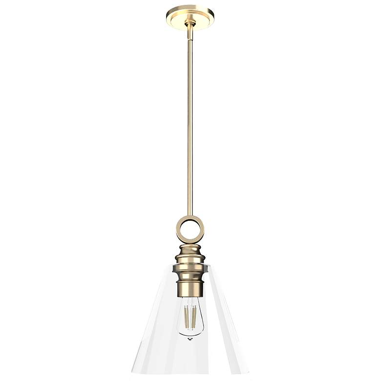 Image 1 Hunter Klein Alturas Gold with Clear Glass 1 Light Pendant