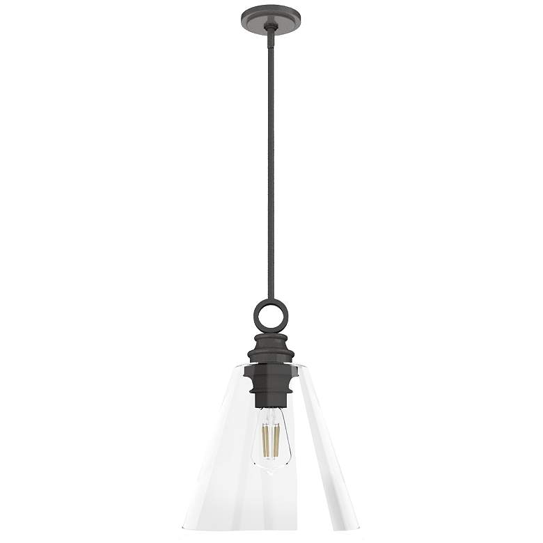 Image 1 Hunter Klein Noble Bronze with Clear Glass 1 Light Pendant