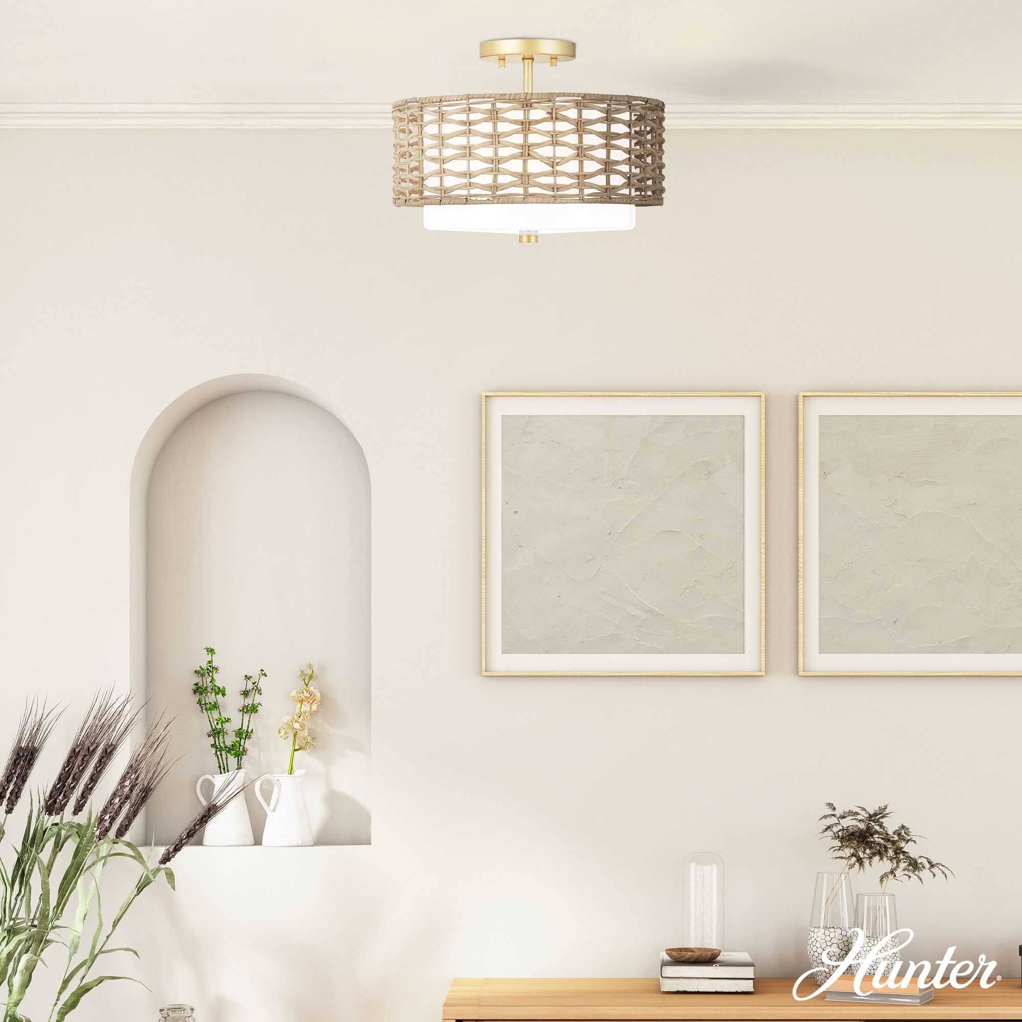 Image 3 Hunter Laila 14" Wide Luxe Gold Drum Ceiling Light more views