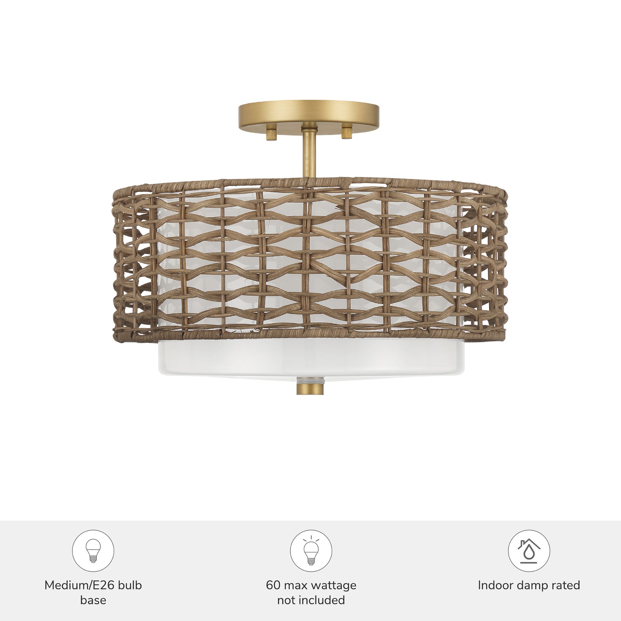 Image 5 Hunter Laila 14" Wide Luxe Gold Drum Ceiling Light more views
