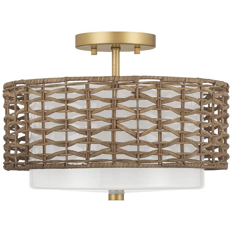 Image 1 Hunter Laila Luxe Gold with Cased White Glass 2 Light Flush Mount