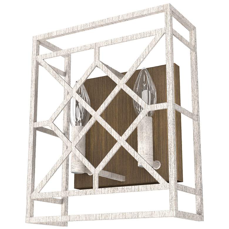 Image 1 Hunter Langwood 11 3/4" High Distressed White 2-Light Wall Sconce