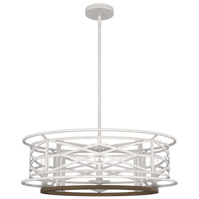 Image 1 Hunter Langwood Distressed White and Chestnut 4 Light Chandelier