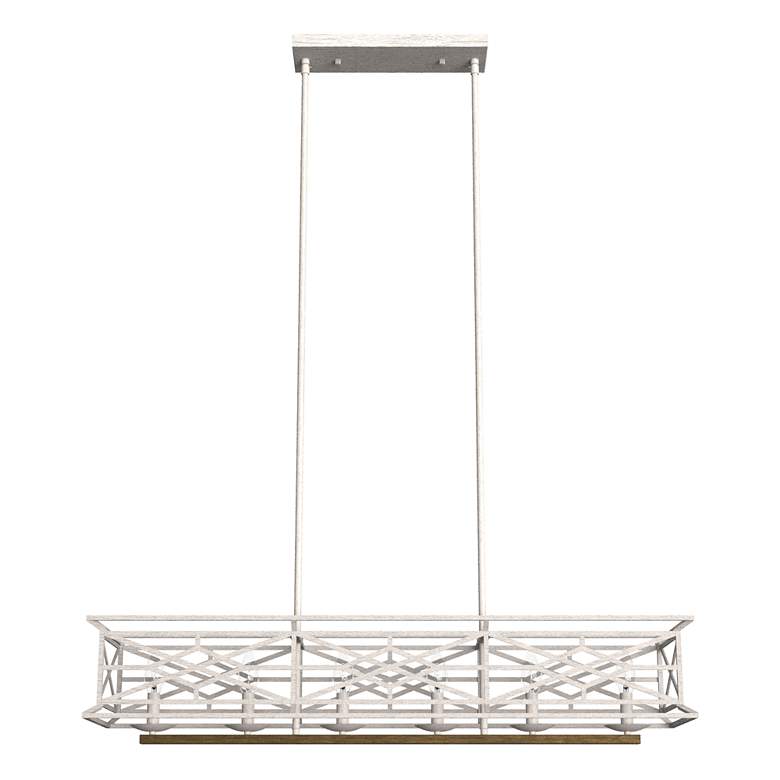 Image 1 Hunter Langwood Distressed White and Chestnut 6 Light Chandelier