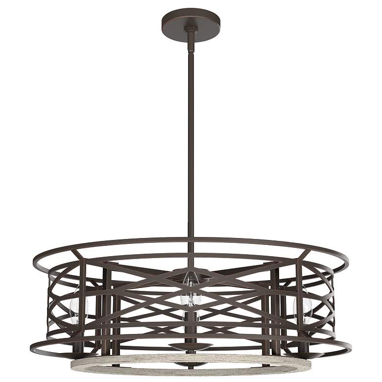 Image 1 Hunter Langwood Onyx Bengal and Barnwood 4 Light Chandelier