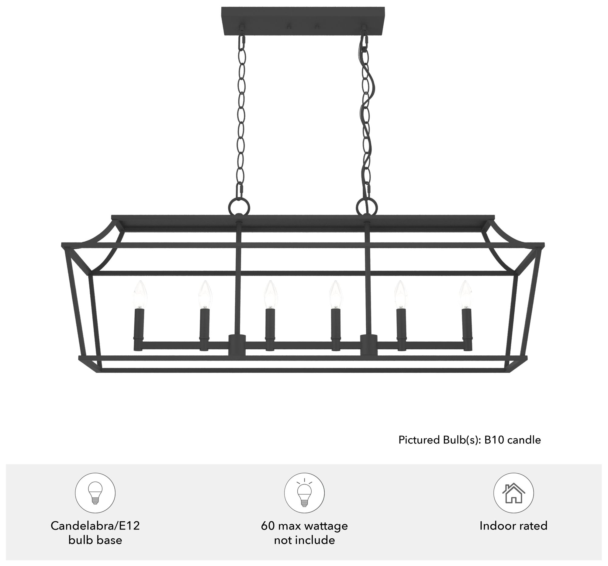 Image 3 Hunter Laurel Ridge Natural Black Iron 6 Light Large Chandelier more views