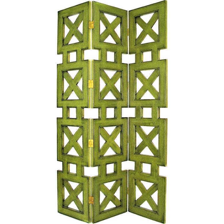 Image 1 Hunter Lime Finish Three Panel Screen