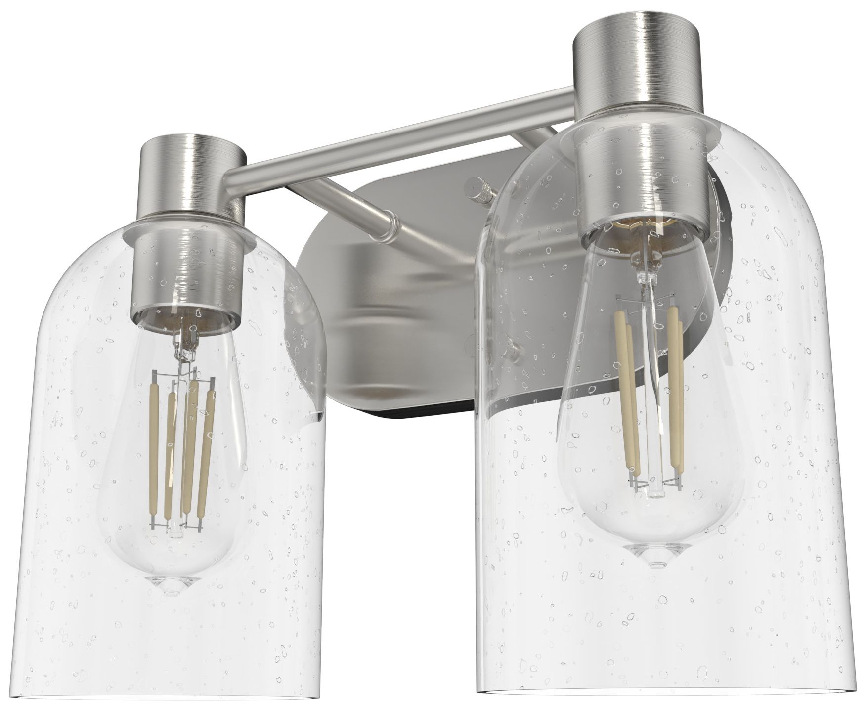Image 5 Hunter Lochemeade Brushed Nickel Seeded Glass 2 Light Vanity Light Fixture more views