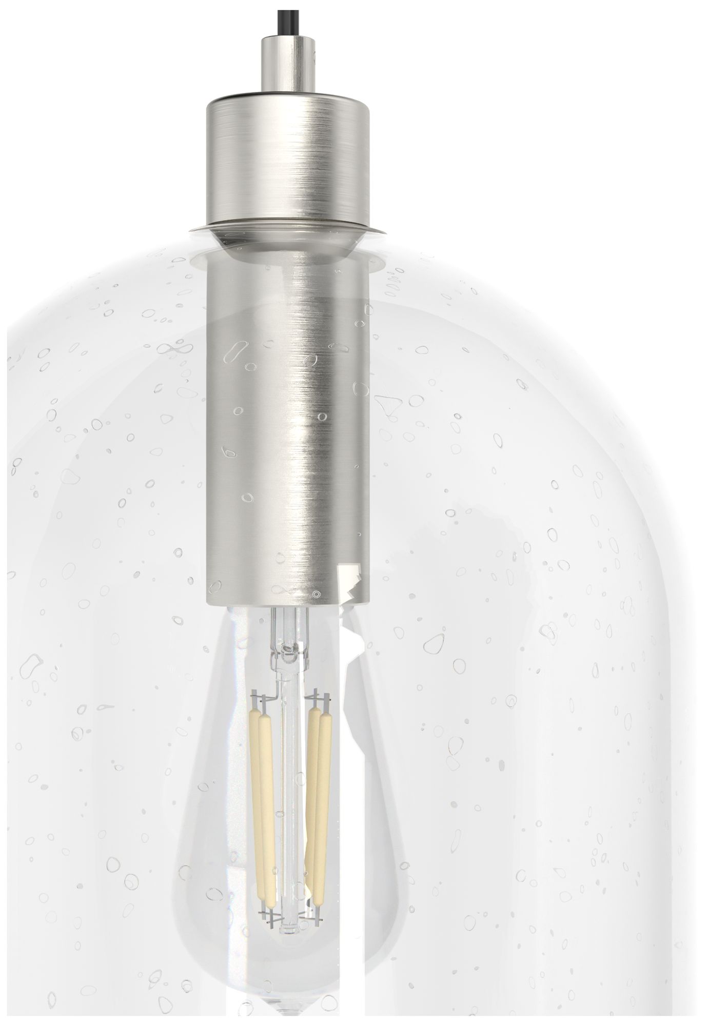 Image 2 Hunter Lochemeade Brushed Nickel with Clear Seeded Glass 1 Light Pendant more views