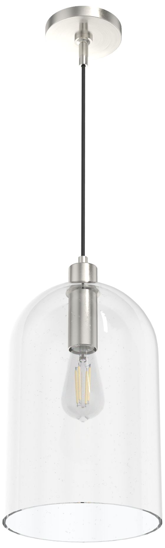Image 3 Hunter Lochemeade Brushed Nickel with Clear Seeded Glass 1 Light Pendant more views