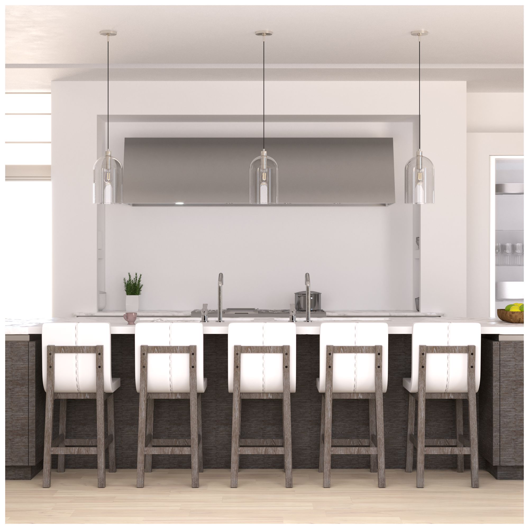 Image 4 Hunter Lochemeade Brushed Nickel with Clear Seeded Glass 1 Light Pendant more views