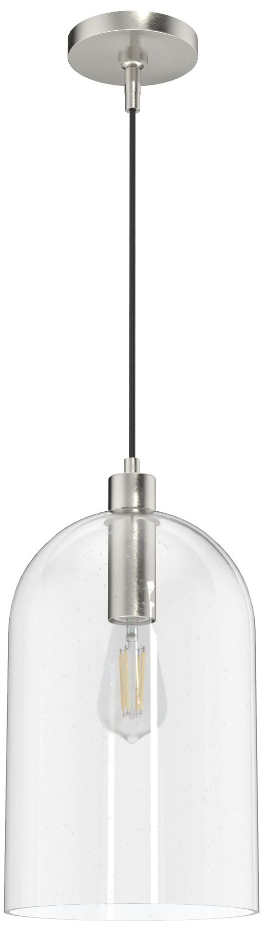 Image 6 Hunter Lochemeade Brushed Nickel with Clear Seeded Glass 1 Light Pendant more views