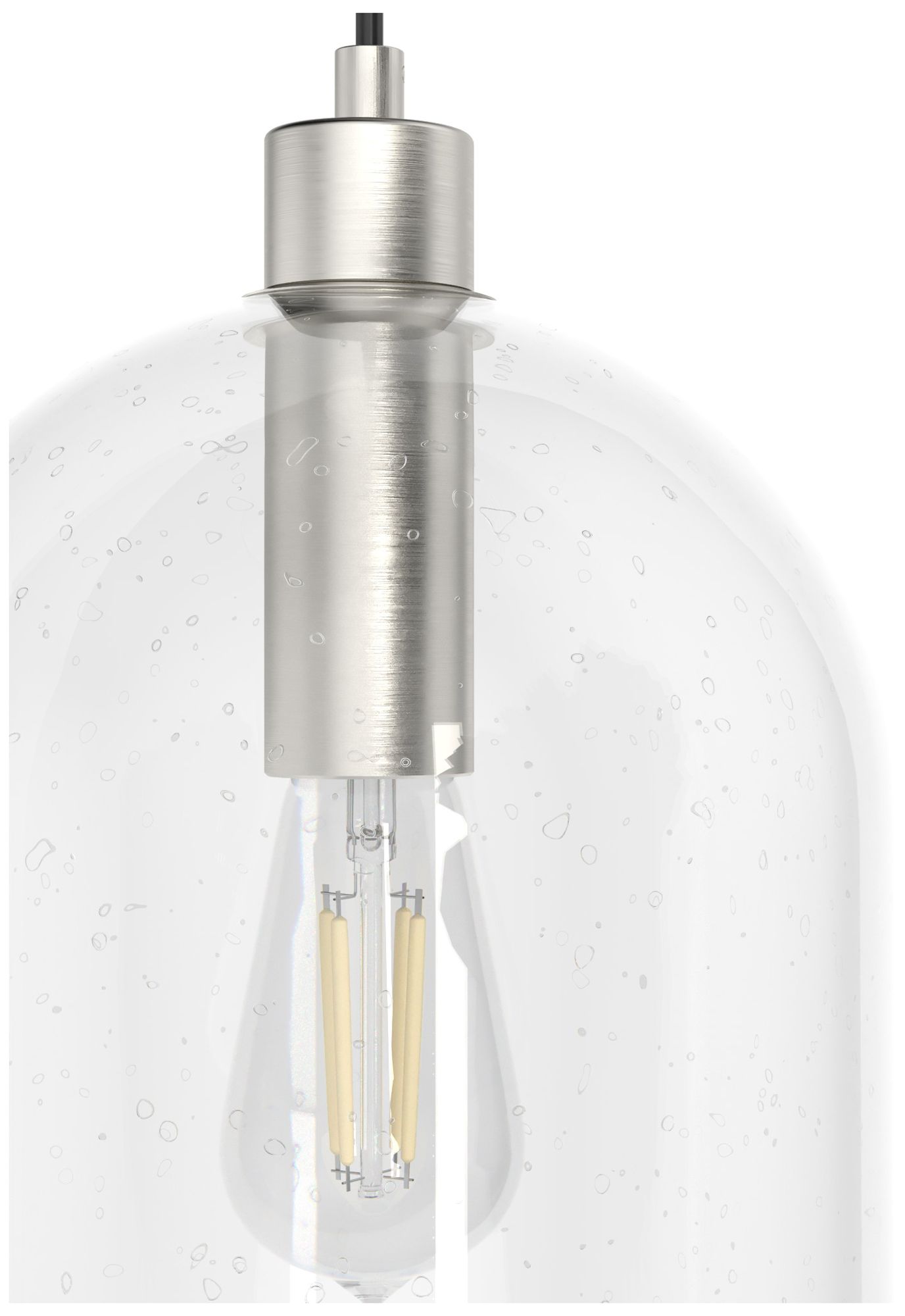Image 7 Hunter Lochemeade Brushed Nickel with Clear Seeded Glass 1 Light Pendant more views