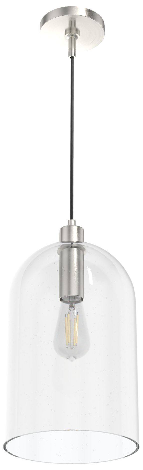 Hunter Lochemeade Brushed Nickel with Clear Seeded Glass 1 Light Pendant