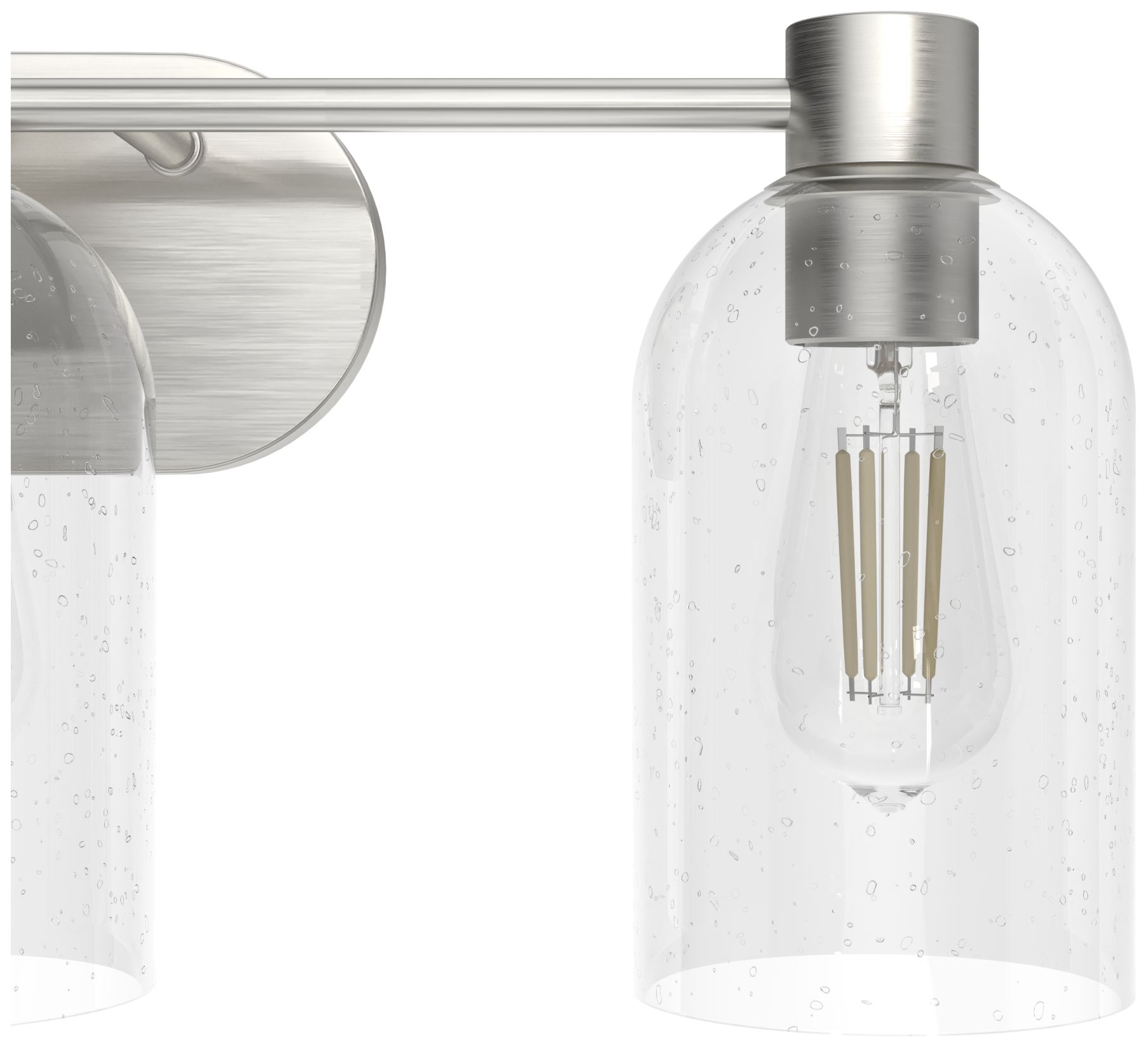 Image 2 Hunter Lochemeade Brushed Nickel with Clear Seeded Glass 3 Light Vanity more views