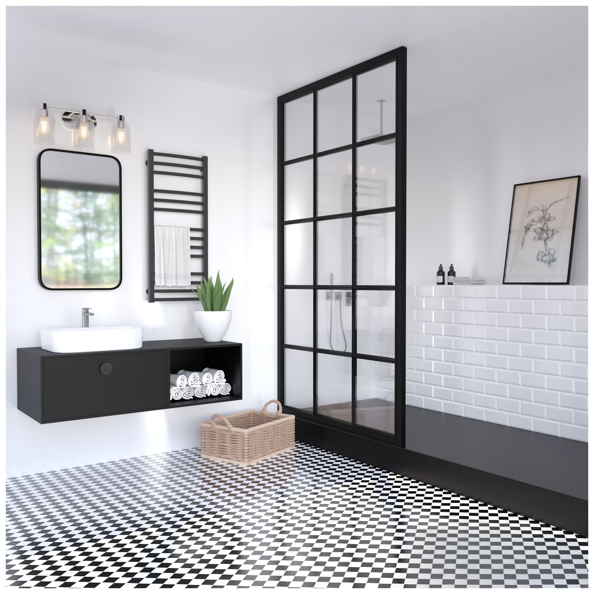 Image 4 Hunter Lochemeade Brushed Nickel with Clear Seeded Glass 3 Light Vanity more views