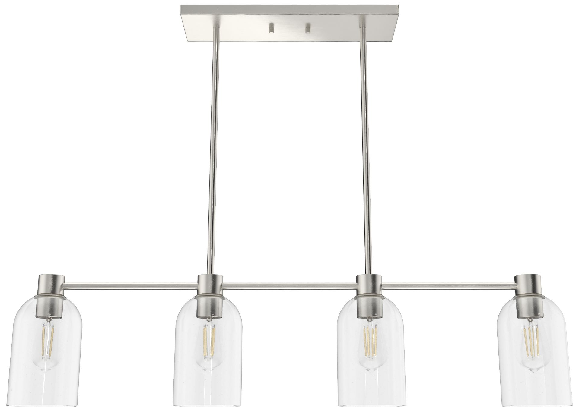 Hunter Lochemeade Brushed Nickel with Clear Seeded Glass 4 Light Chandelier